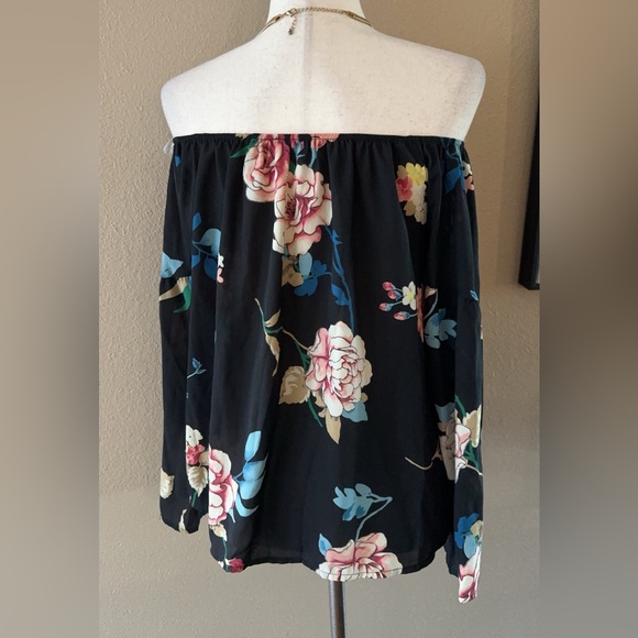 Peach Love floral print off the shoulder blouse - Picture 6 of 6